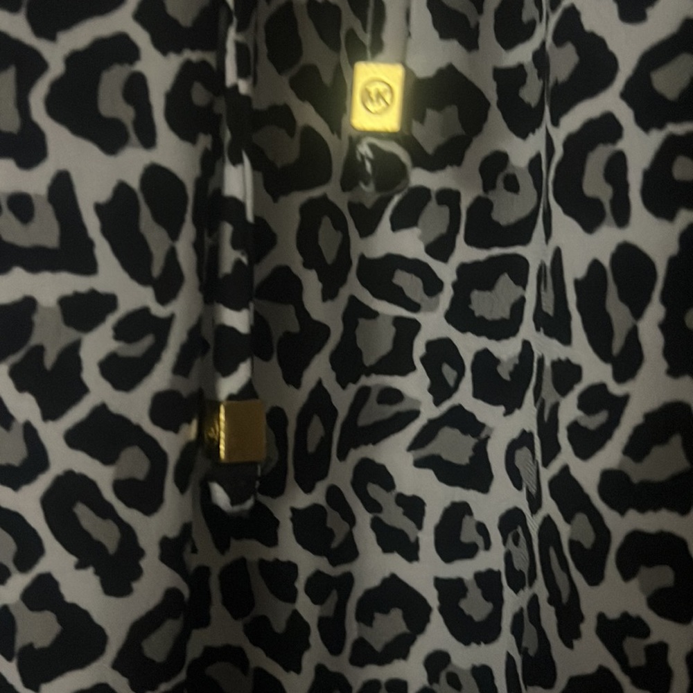 Leopard Print Michael Kors Drawstring Collar Dres… - image 3